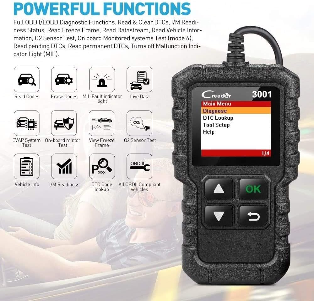 Fr Launch Cr3001 Creader 3001 Obd2 Scanner De Voiture Outil De Diagnostic Automobile Pour Eteindre Le Voyant De Verification Du Moteur Prise En Charge Du Capteur O2 Test Du Systeme Evap
