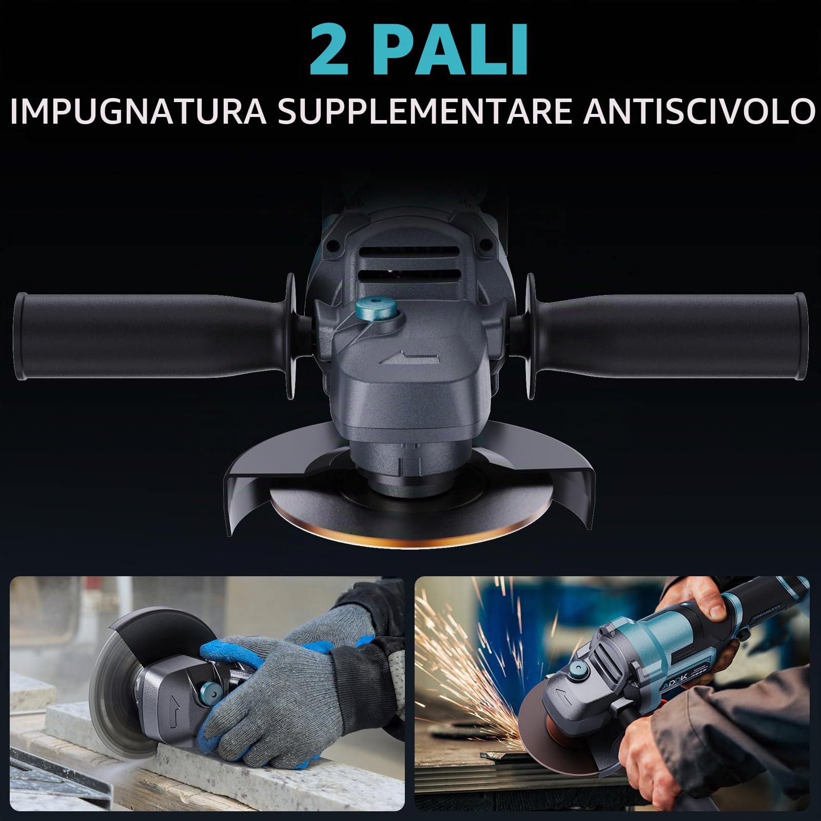 Smerigliatrice angolare senza fili,Professional Smerigliatrice angolare 125mm con 1 batteria 4.0Ah,6 velocità regolabili,Motore Brushless, adatto per la macinazione, la lucidatura e il taglio (a)