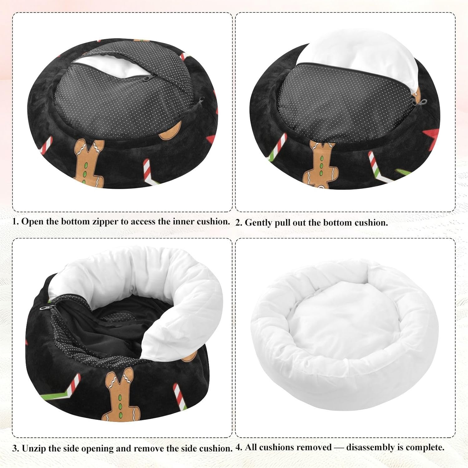 Christmas Pet Dog Bed Removable & Washable fluffier Pillow for Small Size Pets Sleeping