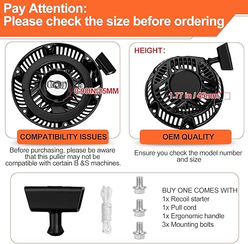 Miniatura 5 de SOFO Para Briggs and Stratton Recoil Starter Pull Start 163cc 208cc 590607 para Briggs Stratton Power Washer Partes, Briggs y Stratton Pull Cord,