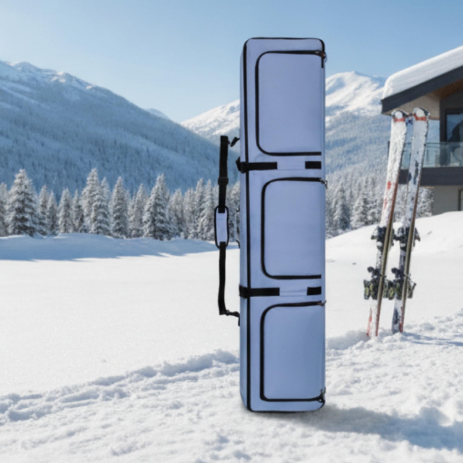 Porta Snowboard Borsa Attrezzatura Zaino Sacca Accessori con Tasche Organizzate Tracolla Laterale Oxford 600D Poliestere Bordatura Protettiva Adatto a Autobus Treno | Multitasche, Sacca Imbottita, Spaziosa, Borsa da Snowboard con Tasca Esterna, per