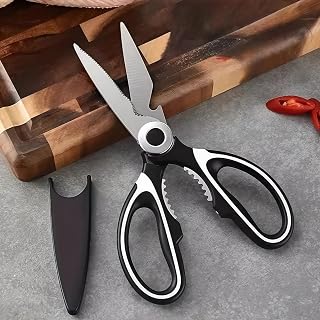 Kitchen Scissors All Purpose Heavy Duty, All-Purpose Stainless Steel Food Shears for Meat, Poultry, Fish, Vegetables, Multipurpose Kitchen Gadgets Dishwasher Safe with Safety Cover