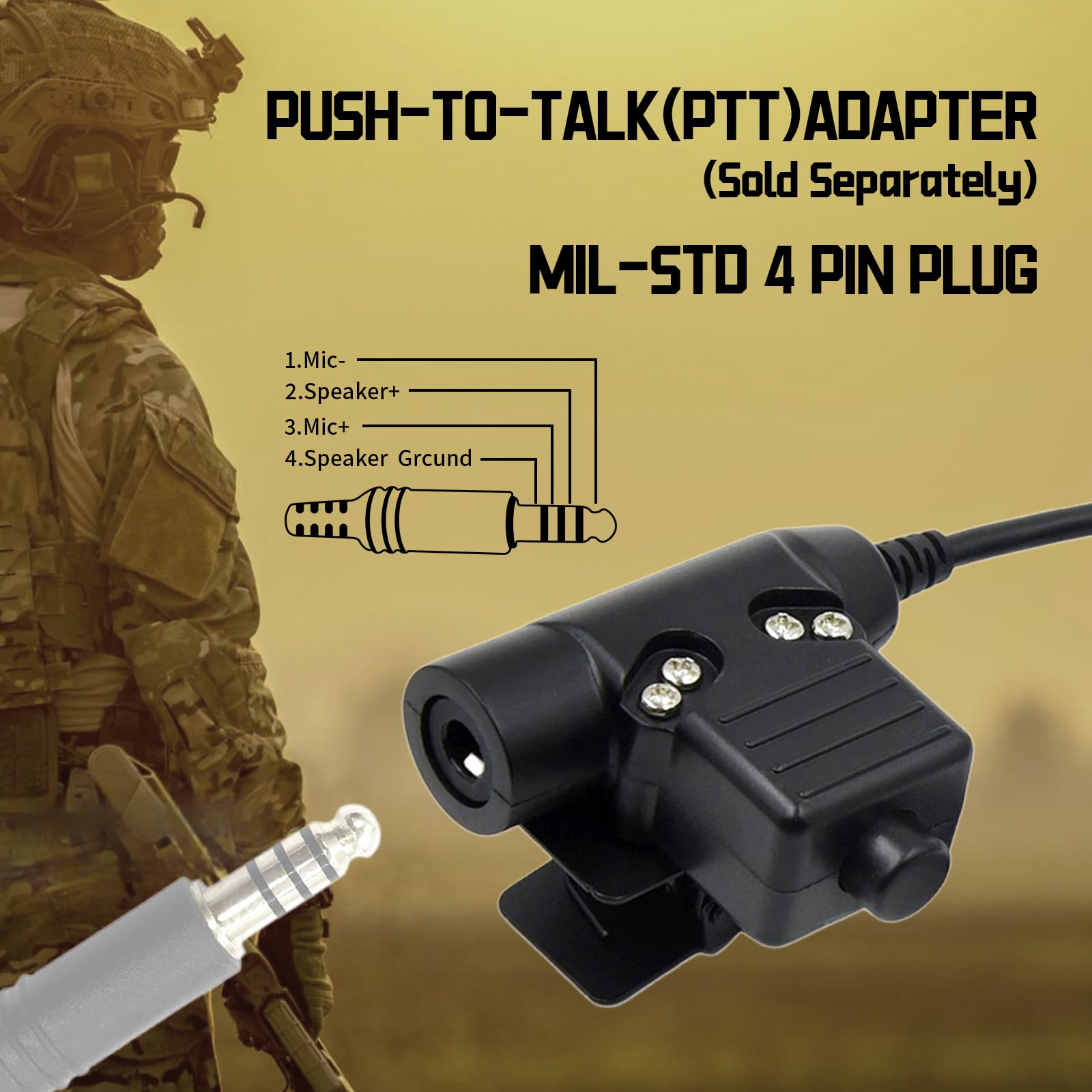 WODASEN Tactical U94 PTT Push to Talk z 2-pinowym zestawem słuchawkowym kompatybilny z Kenwood Walkie Talkie kompatybilny z dwukierunkowymi radiami Baofeng