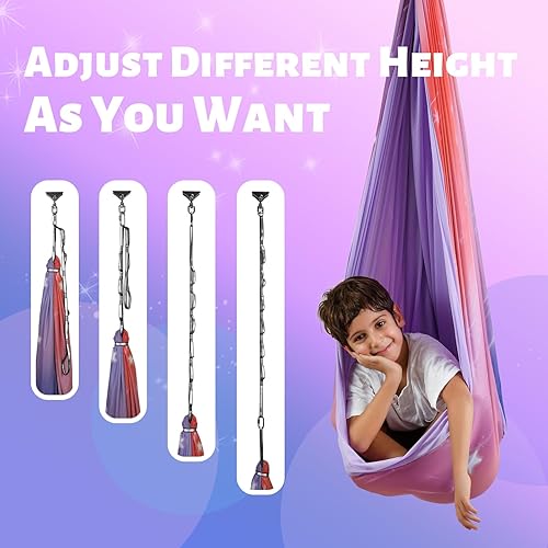 Miniatura 6 de Columpio Sensorial, Columpio para Interiores y Exteriores para Niños y Adultos, Columpio de Abrazo de Terapia de Doble Capa para Niños con Autismo,