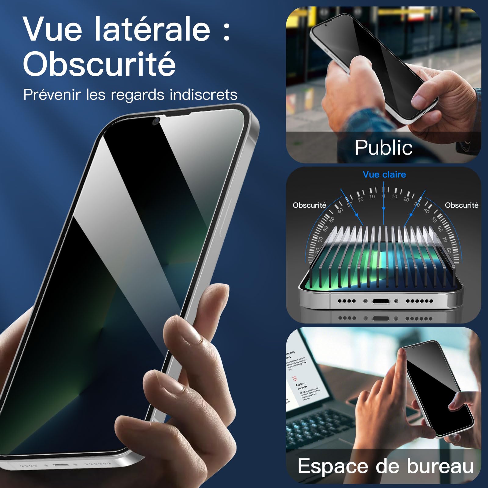 NEW'C 3 Sztuki, Prywatność Ochraniacz Ekranu dla iPhone 13 Pro Max, iPhone 14 Plus (6,7 Cala), Udoskonalony Kąt Prywatności 28 Stopni, Ultra Trwała Twardość 9H, Bez Bąbelków