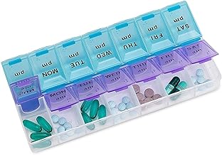 Rabbonix Pill Medicine Organizer Reminder Storage Box 14 Days or 2 Weeks, Pack of 1