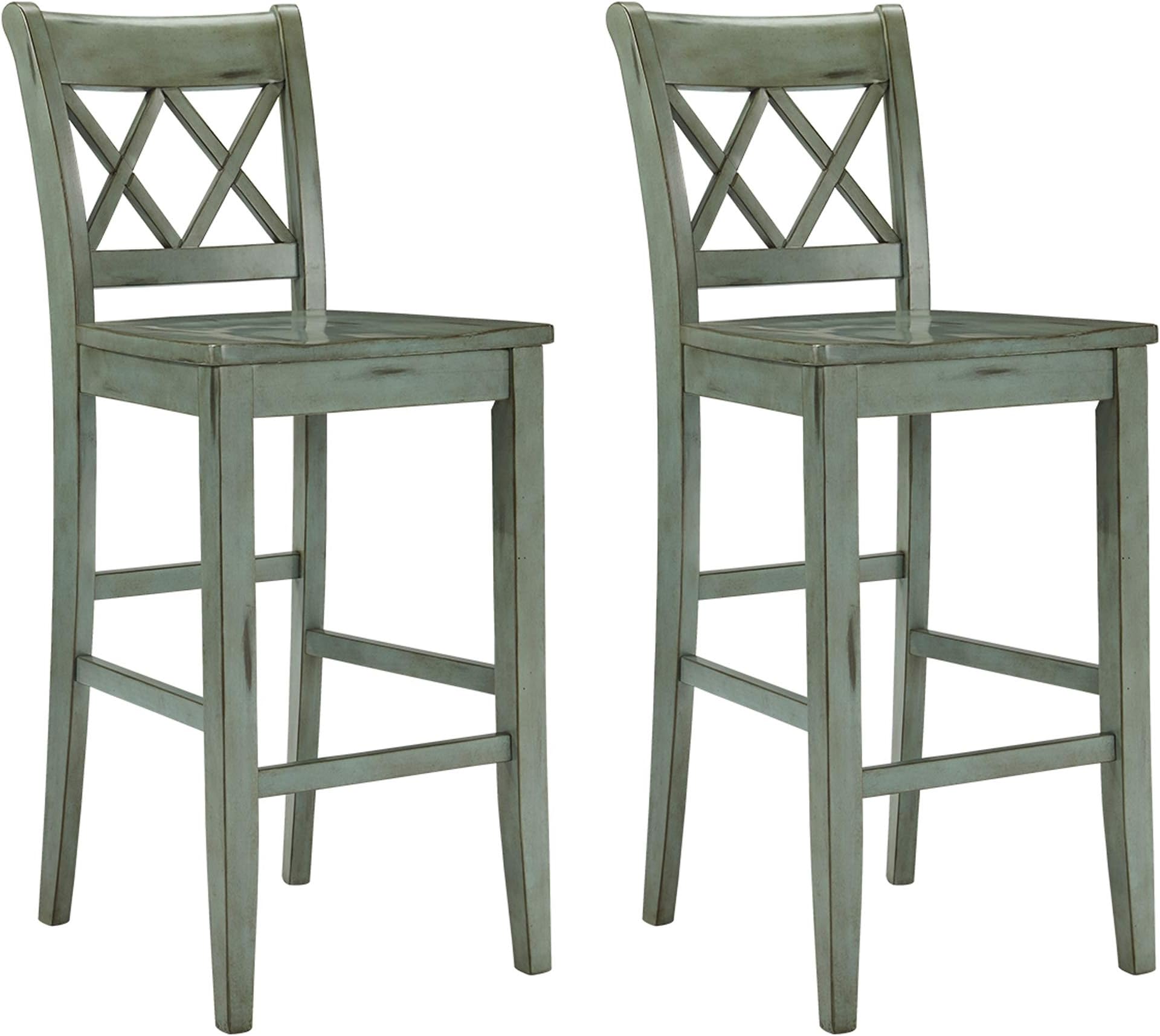 Signature Design by Ashley Mestler Bar Height Bar Stool, Blue/Green