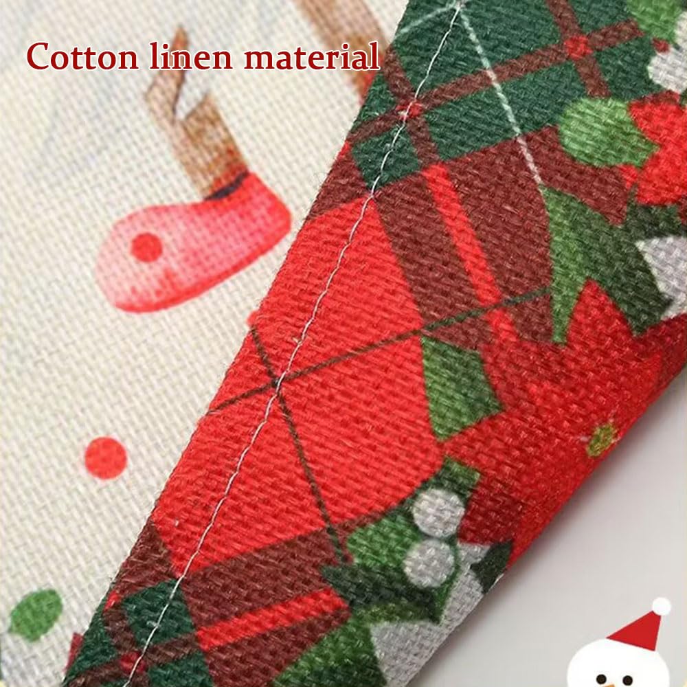 Morbuy Coprisedie Natale, Coprisedia Copri Sedia da Cucina Rimovibili Copri Sedia Cotone e Lino, Decorazioni Casa Pranzo Natale Feste, Natale Decorazione (10 Pezzi,Pupazzo di Neve)