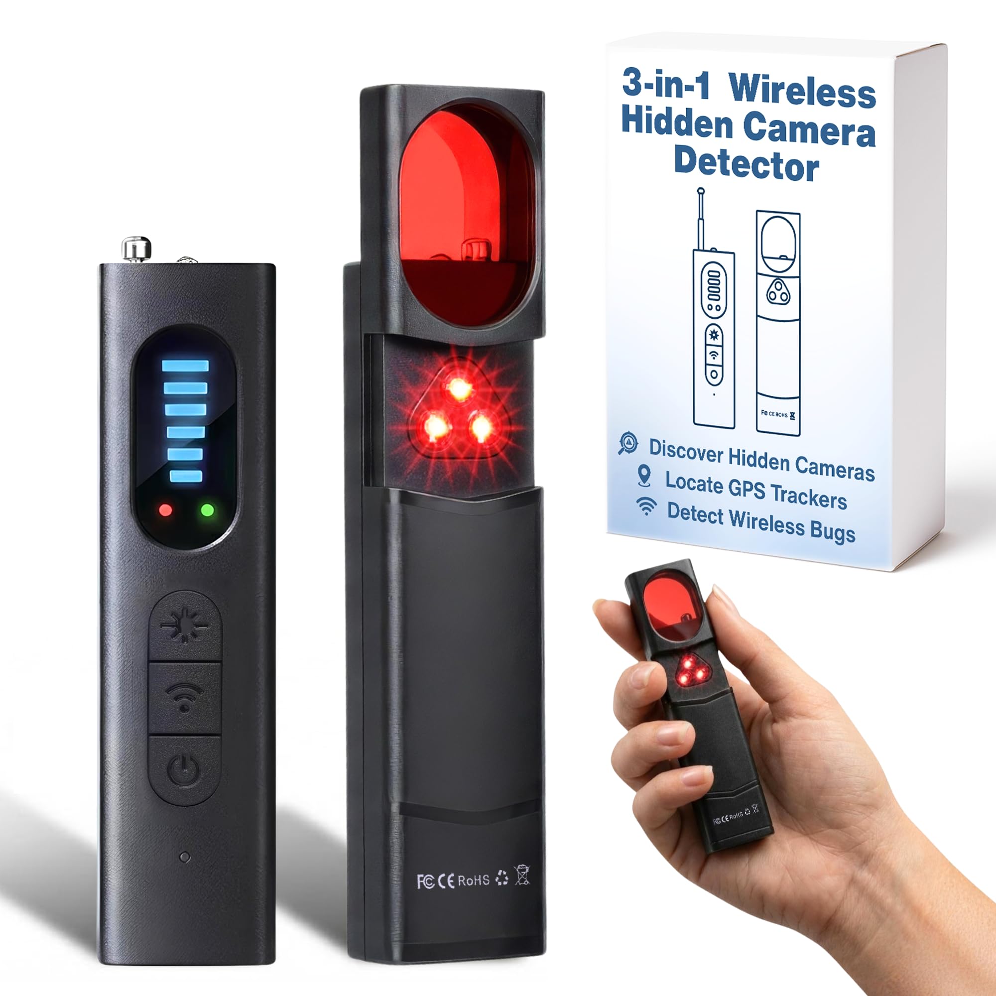 Hidden Camera Detectors – Spy Camera Finder & GPS Tracker Detector – RF Bug Detector & Hidden Devices Scanner – Hidden Bug and Camera Detector for Travel, Hotel, Office, Car, & Home Privacy Protection