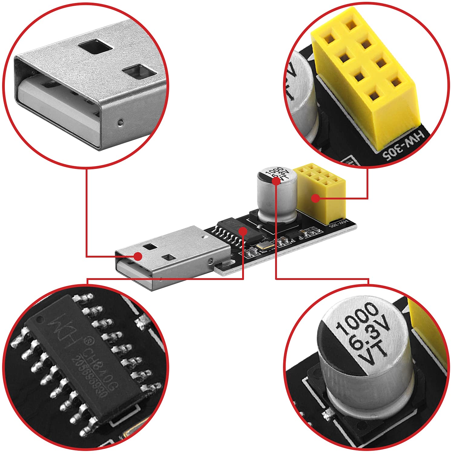 USB-ESP8266-Programmierer Adapter – Für ESP-01S  Produktbild-Vorschau 4