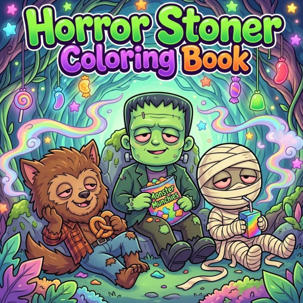 Horror Stoner Coloring Book: Funny Spooky Halloween Pages With Cute Chibi Monster Cartoon Characters Retro Trippy Groovy Creepy Cute Haunted Scenes ... Activities For Adults And Teens Christmas