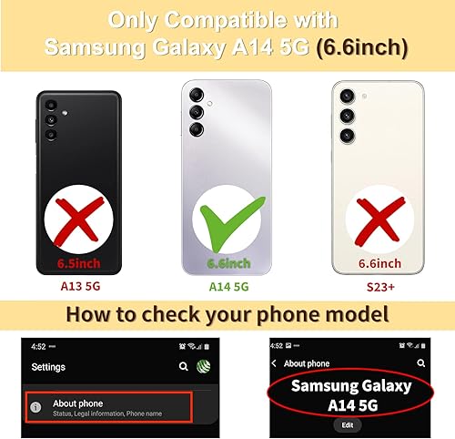 Miniatura 2 de Coralogo Funda para teléfono Samsung Galaxy A14 5G con diseño de mariposas para mujeres y niñas, diseño de mariposas chapado en negro y dorado con