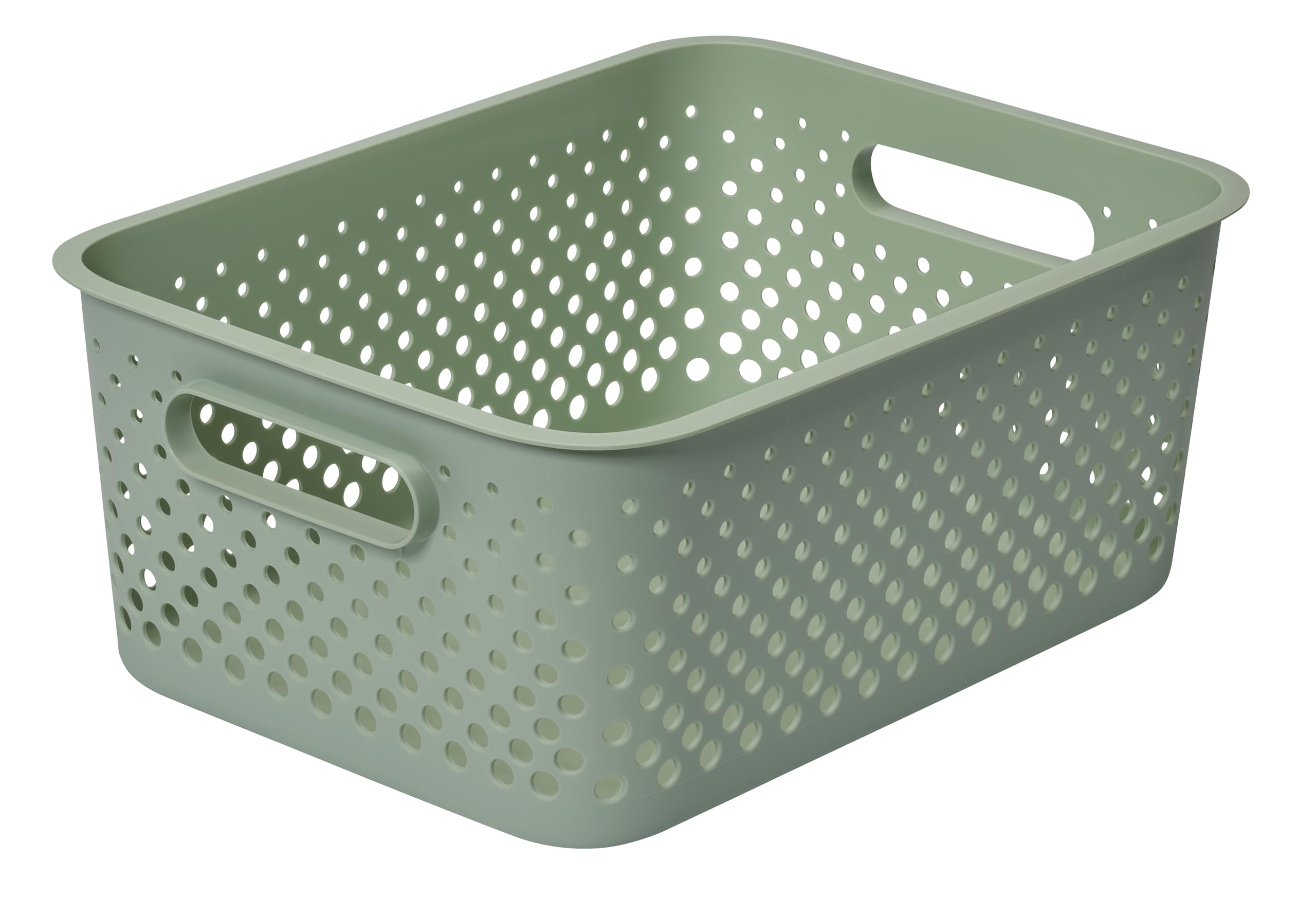 SmartStore Essence L - Cestino portaoggetti con manici, 36,5 x 27 x 15 cm, in plastica riciclata, per fogli A4, colore: verde