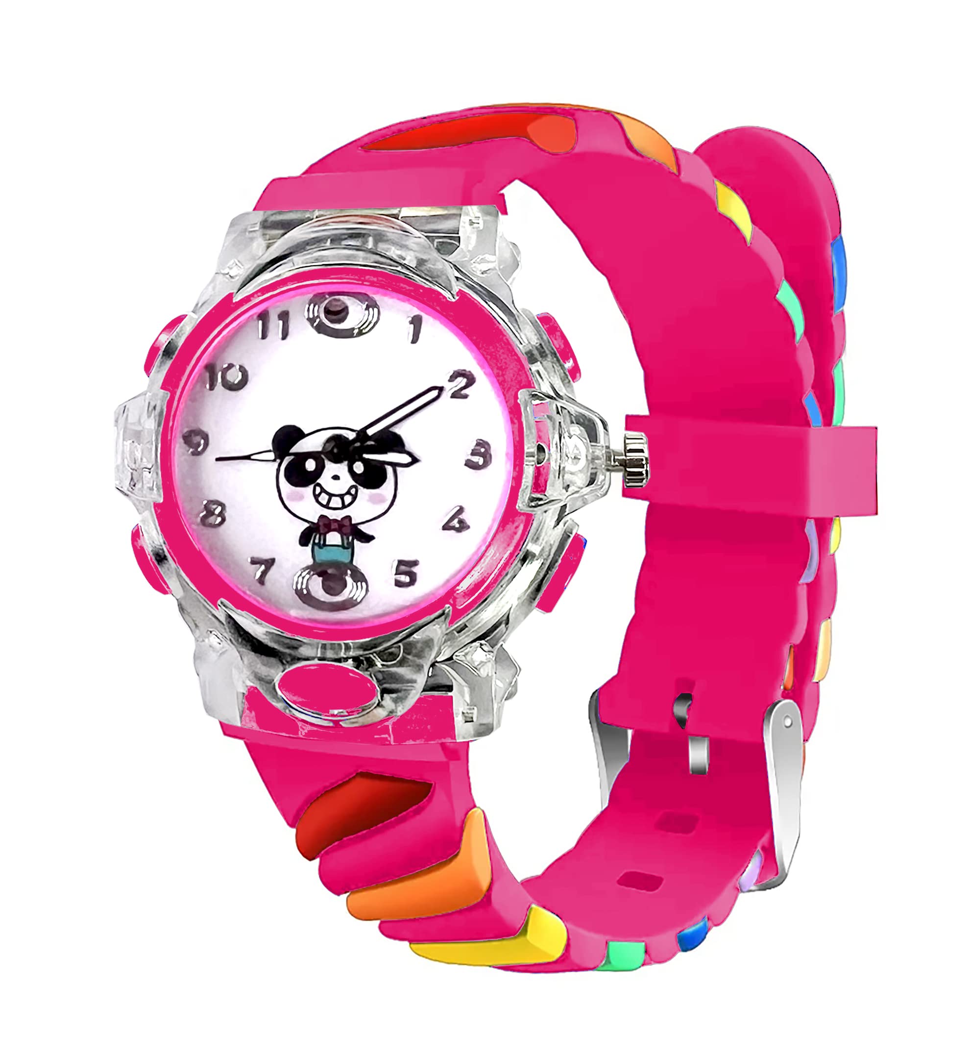 Time Up Analog Dial Rainbow Strap Disco Light Cartoon Dial Limited Edition Kids Watch for Boys & Girls (Age:4-12 Years) -RNB-X (Teddy Hot Pink) (B0BWWNX74Y) Amazon Price History, Amazon Price Tracker