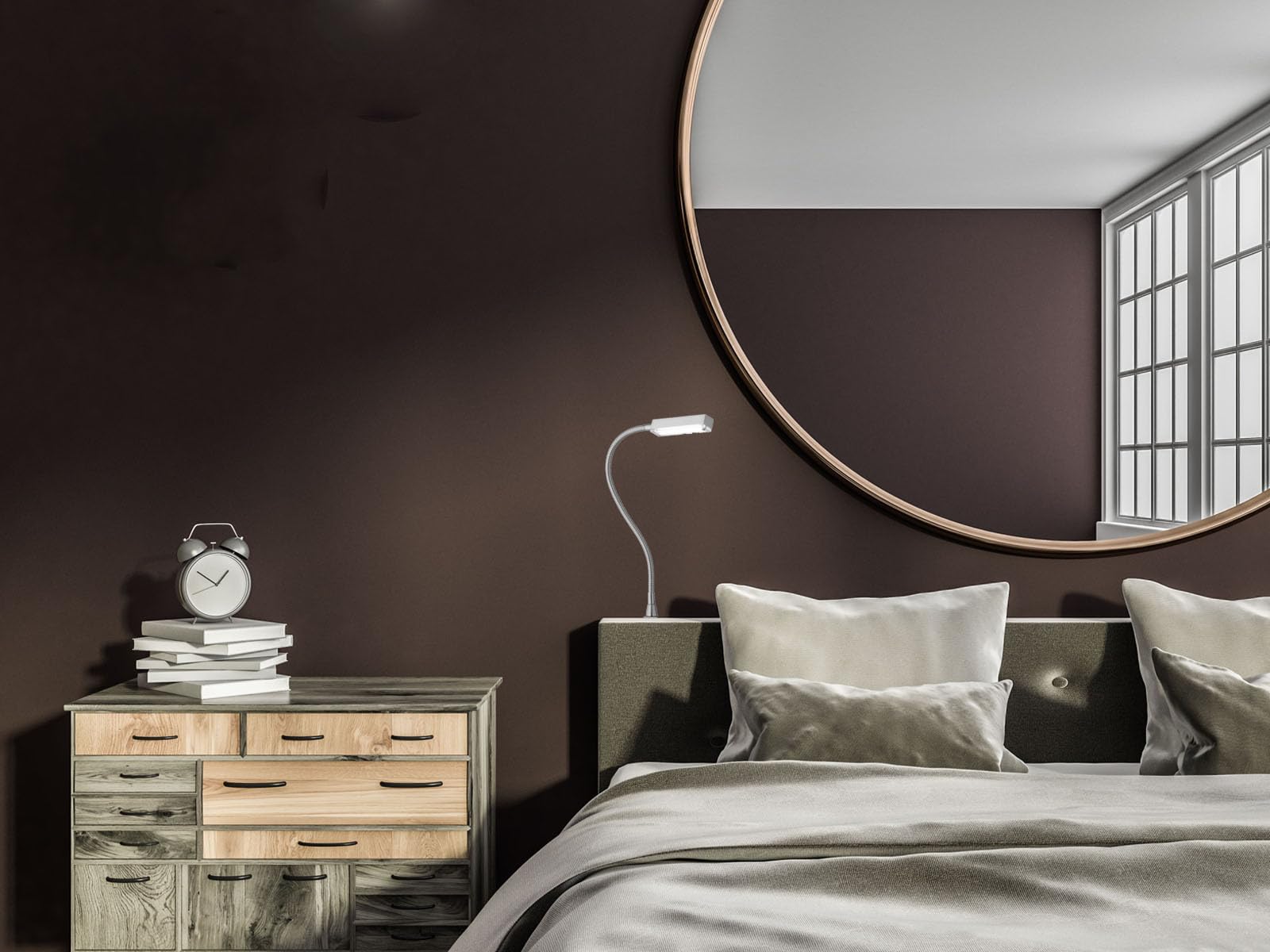 Zestaw 2 lamp LED do czytania i łóżka, do przykręcenia, możliwość ściemniania za pomocą gestów