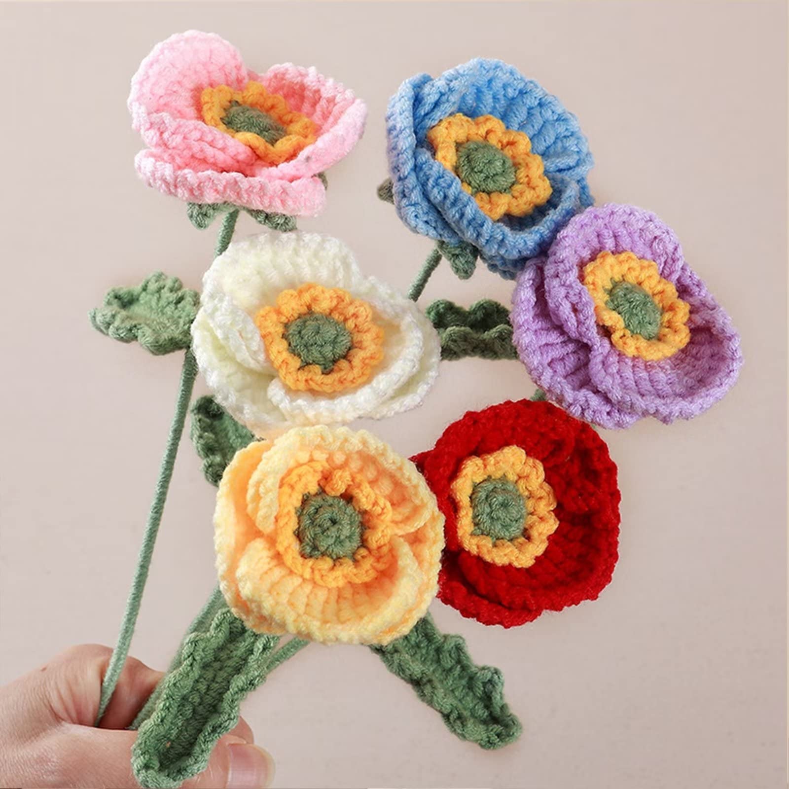 Amazon.com: HAOWwW Crochet Flowers, 6pcs Crochet Flower Bouquet