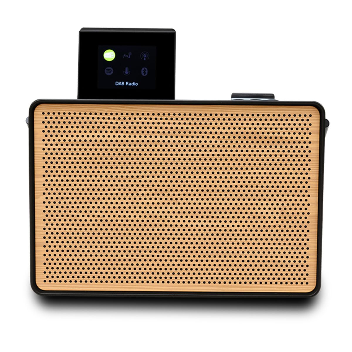 Pure Evoke Play – Stereo system with cherry wood design, portable music player with 40 watts, Internet radio, DAB+, FM, Bluetooth, Spotify Connect, color display and carry handle – Black