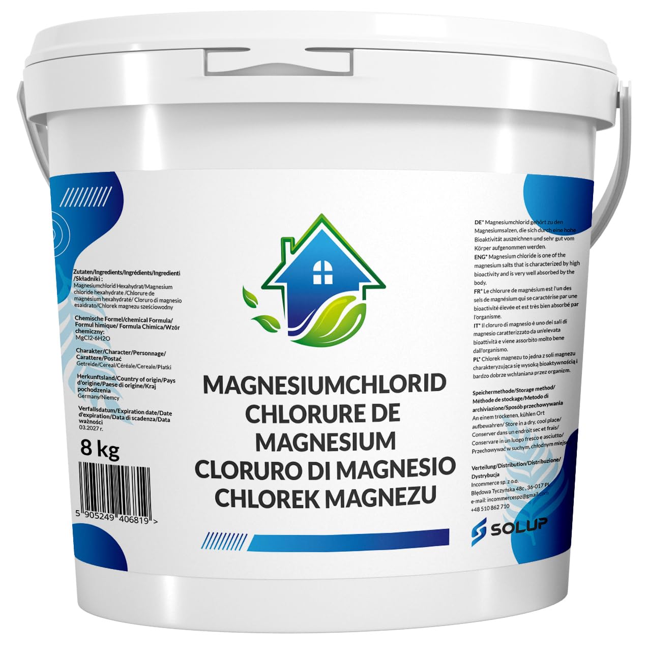 SOLUP Magnesiumchlorid Flakes 8 kg Magnesium Flocken I Badesalz Hexahydrat Bad