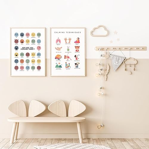 Miniatura 3 de Cuadro de sentimientos para pared, lienzo de emociones tranquilas, decoración de pared para niños, impresiones de salud mental, arte de pared,