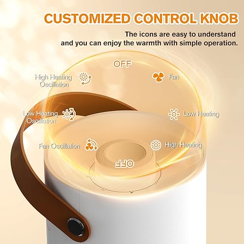 Miniatura 2 de Calentador eléctrico oscilante de 70 con calefacción de cerámica PTC, calentador de torre portátil de 1500 W y combo de ventilador, protección