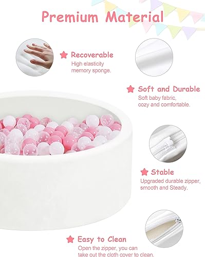 Miniatura 24 de Piscina de pelotas para bebés para niños pequeños, 35.4 x 11.8 pulgadas, piscina de bolas redondas suaves para bebés, corralito de juegos para gris