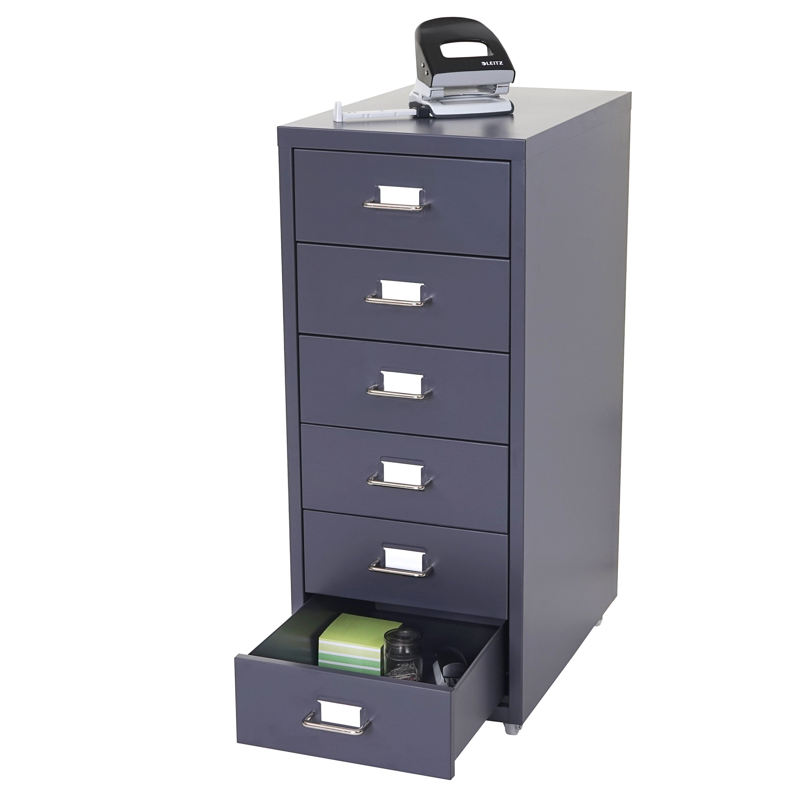 Mendler Cassettiera classificatore ufficio mobile Boston T851 con ruote 6 cassetti 69x28x41cm - antracite