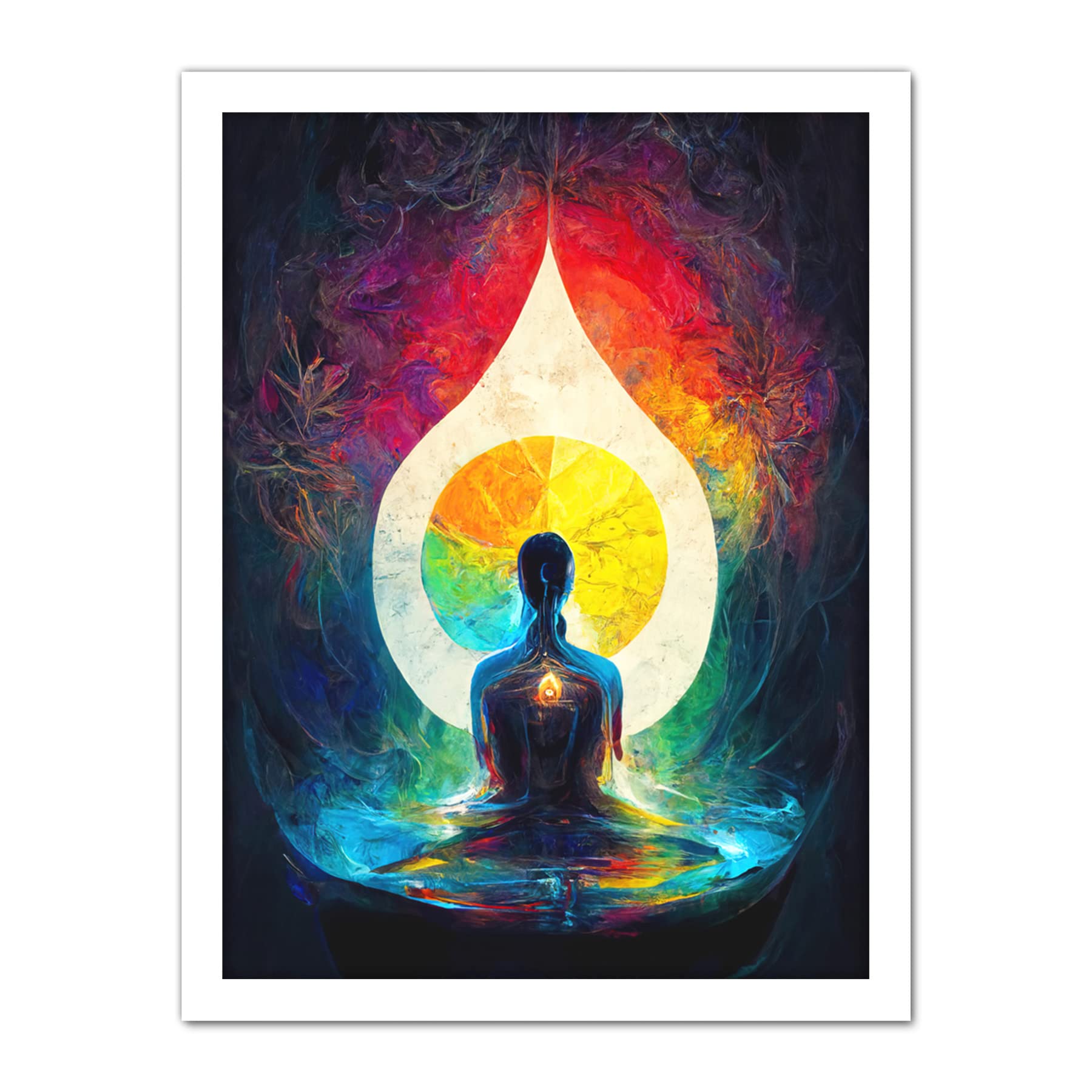 Doppelganger33 LTD 7 Chakra Meditation Energy Rainbow Relaxation Artwork Framed Wall Art Print 18X24 Inch