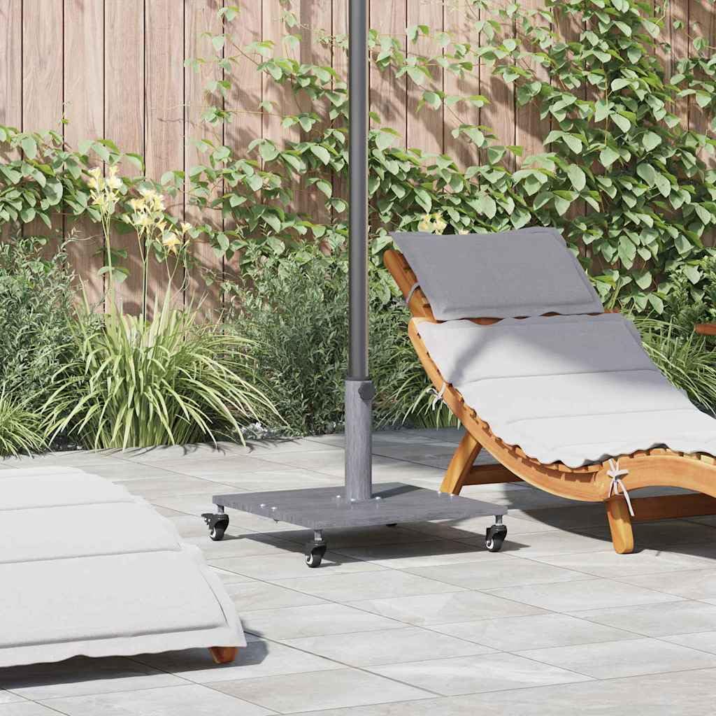 Supporto per ombrellone grigio scuro, effetto legno, in acciaio, 45 x 45 x 31,5 cm, con piedini regolabili, per balcone, terrazza, giardino, cortile, patio, stabile base per ombrellone con