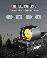 Vista 3 de PINTY Óptica de punto rojo reflex con múltiples retículas, visor táctico compacto para rifle con riel Picatinny, pistola, Airsoft