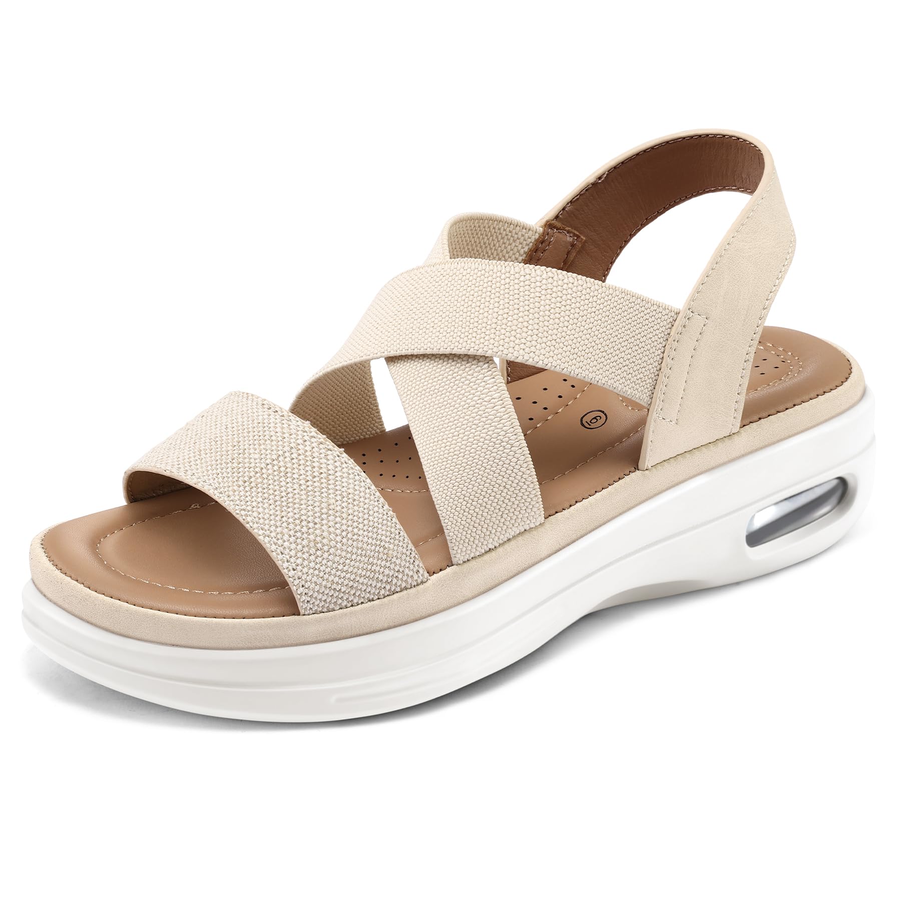 mysoft Women's Comfortable Walking Sandals Air Cushion Sport Slingback Elastic Band Platform Shoes