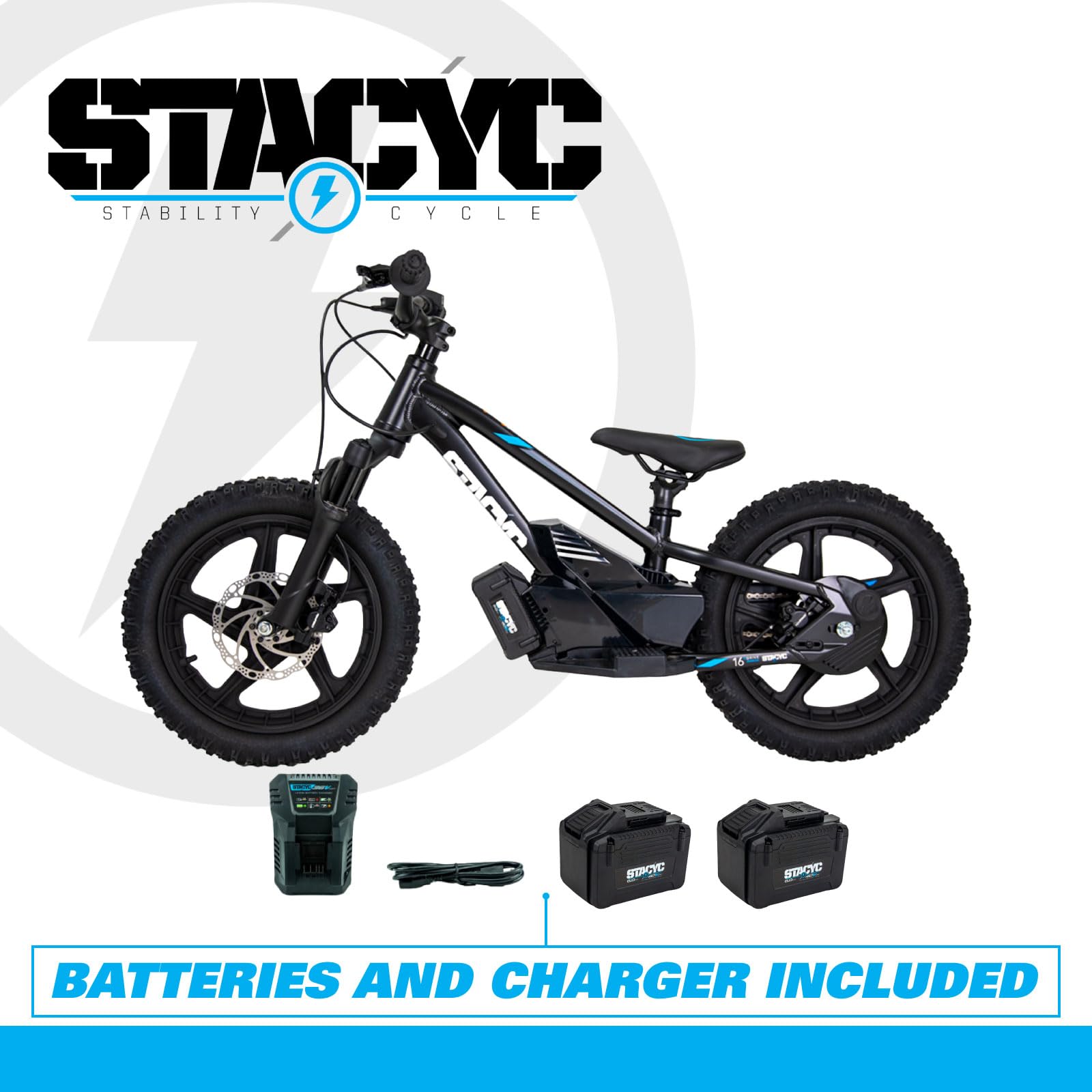 STACYC Brushless 16eDRIVE Elite Electric Balance Bike with Additional 6Ah E Bike Battery for Kids Ages 6-8 Years Old