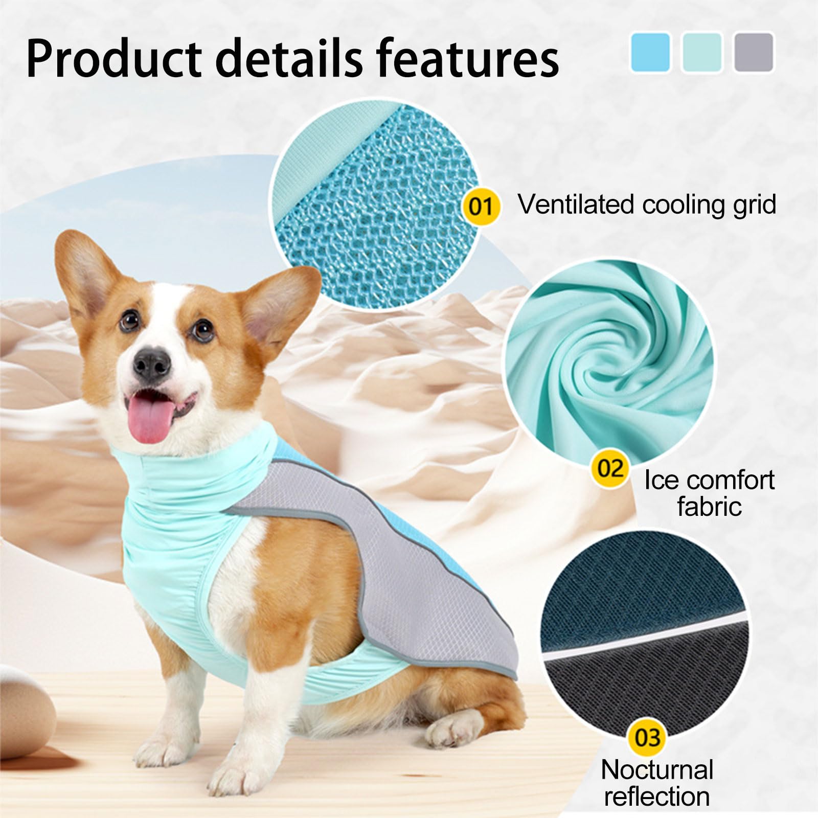 Hund Kühlweste, Kühlweste für Hunde zur Abkühlung im Sommer, Atmungsaktive Hundekühlweste mit Hitzeschutz & Sonnenschutz, Outdoor Cooling Vest Dog,Elastisches Hunde Tshirt (Blau,XL)