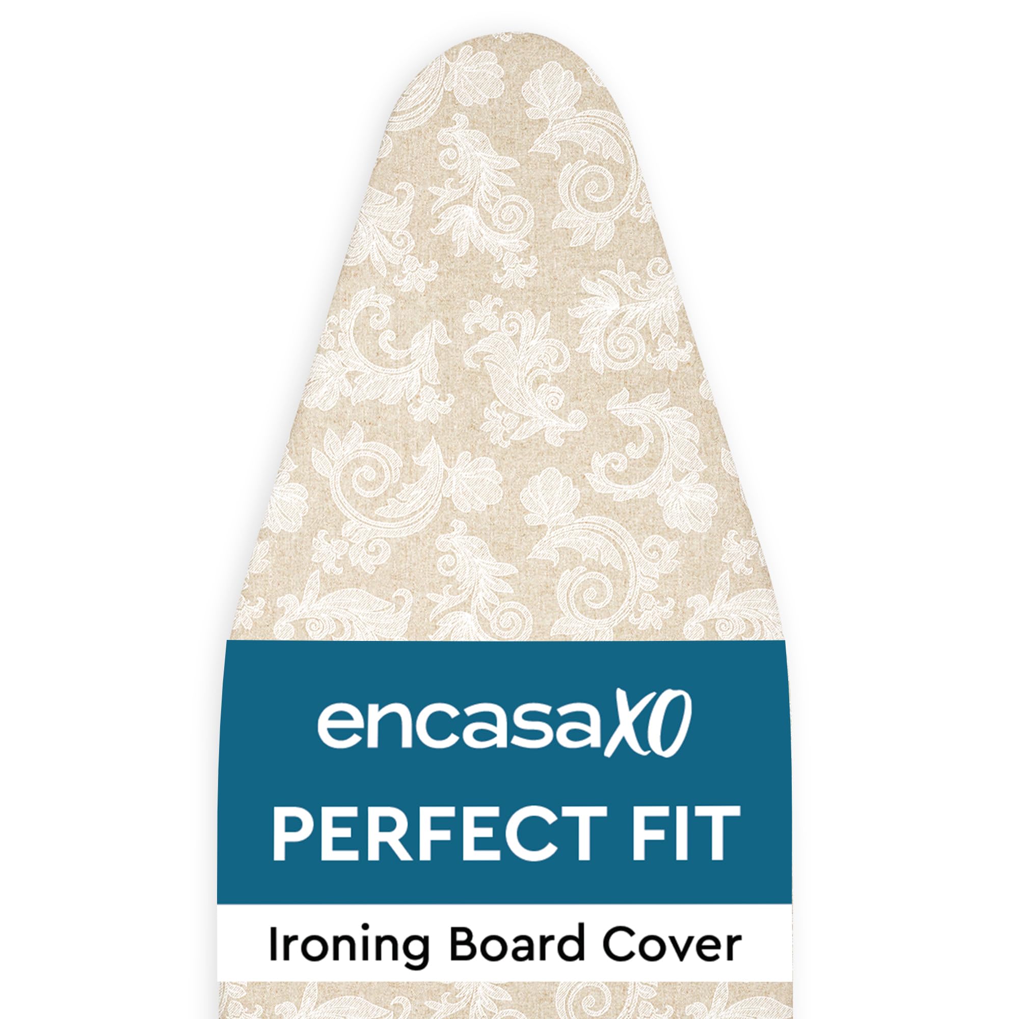 Encasa XO Ironing Board Cover, Thick Felt Pad, Cotton 54"x18" Beige