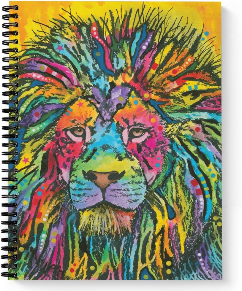Gotcha Covered Notebooks Softcover Lion Good Dean Russo 8.5" x 11" Spiral Notebook/Journal, 120 Wide Ruled Pages, Durable Gloss Laminated Cover, Black Wire-o Spiral. Made in the USA