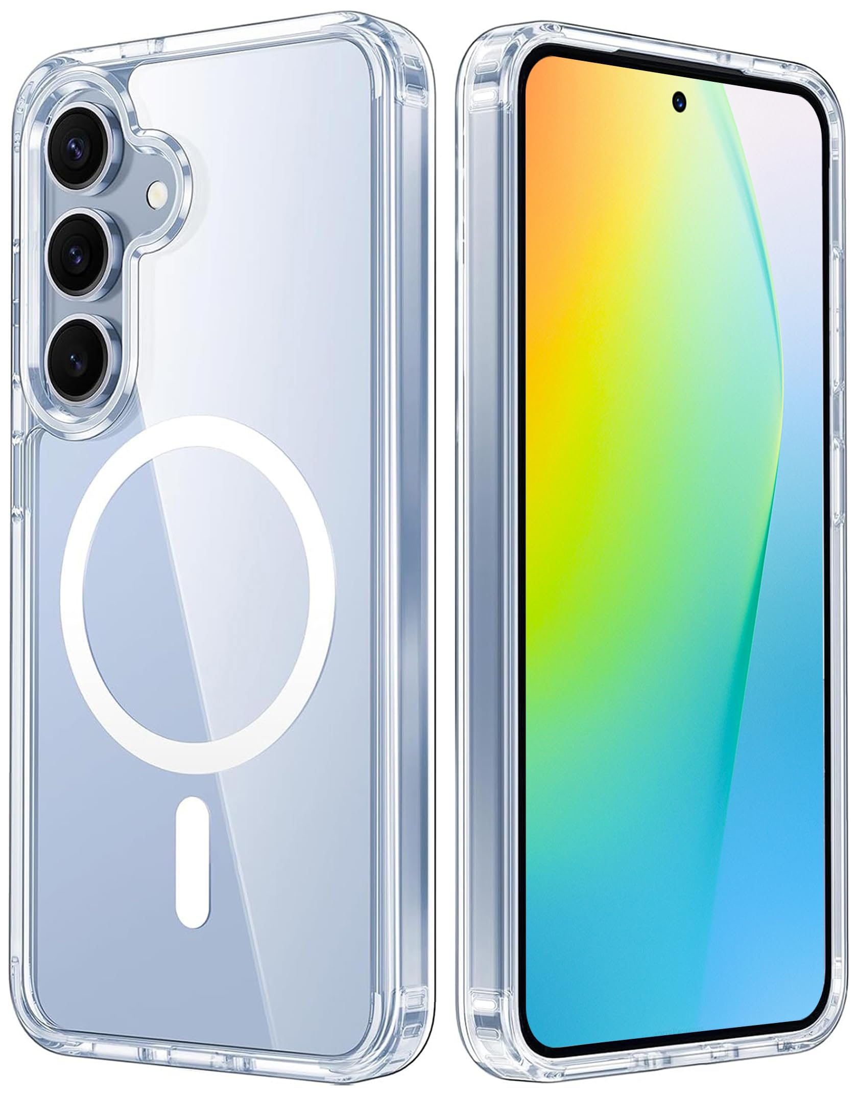 FNTCASE for Samsung Galaxy S24 Case: Military-Grade Protection Yellowing Resistant Scratch-Resistant Back Magnetic Phone Case for Samsung S25 Case Clear