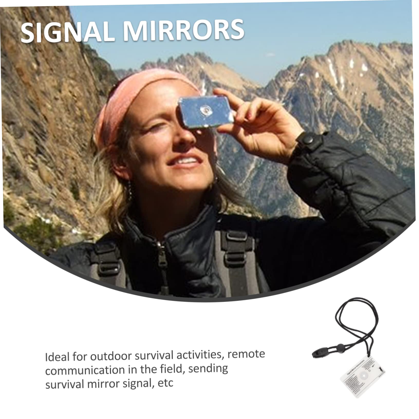 Abaodam Miroir de Signal pour Urgences Plein Air Miroir Réfléchissant pour Camping et Randonnée avec Corde de Suspension