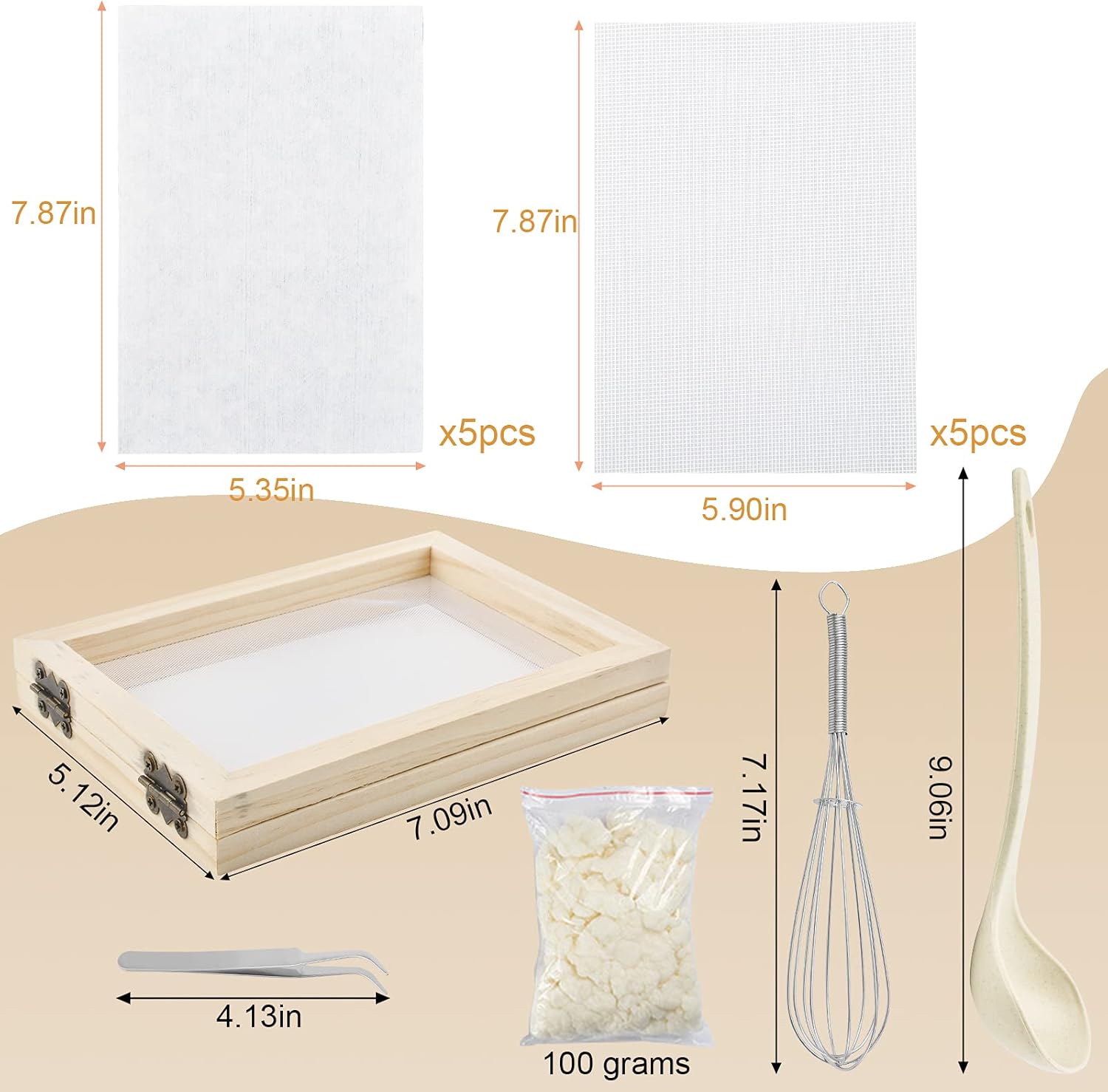 WANDIC Paper Making Kit, Handmade Wooden Paper Making Mould With Spoon
