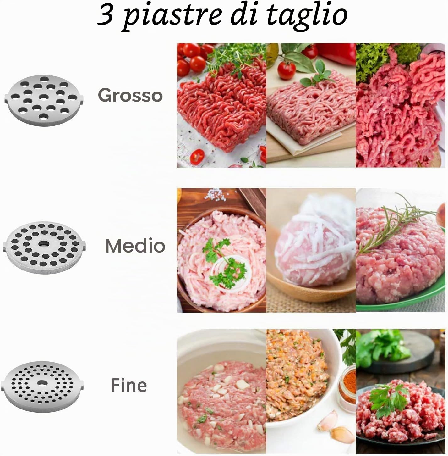 Tritacarne Elettrico COOCHEER 2000W, Multifunzione Tritacarne Tritatutto 3 IN 1 da Cucina con 3 Dischi Forati, Accessorio per Biscotti per cucina domestica& carne
