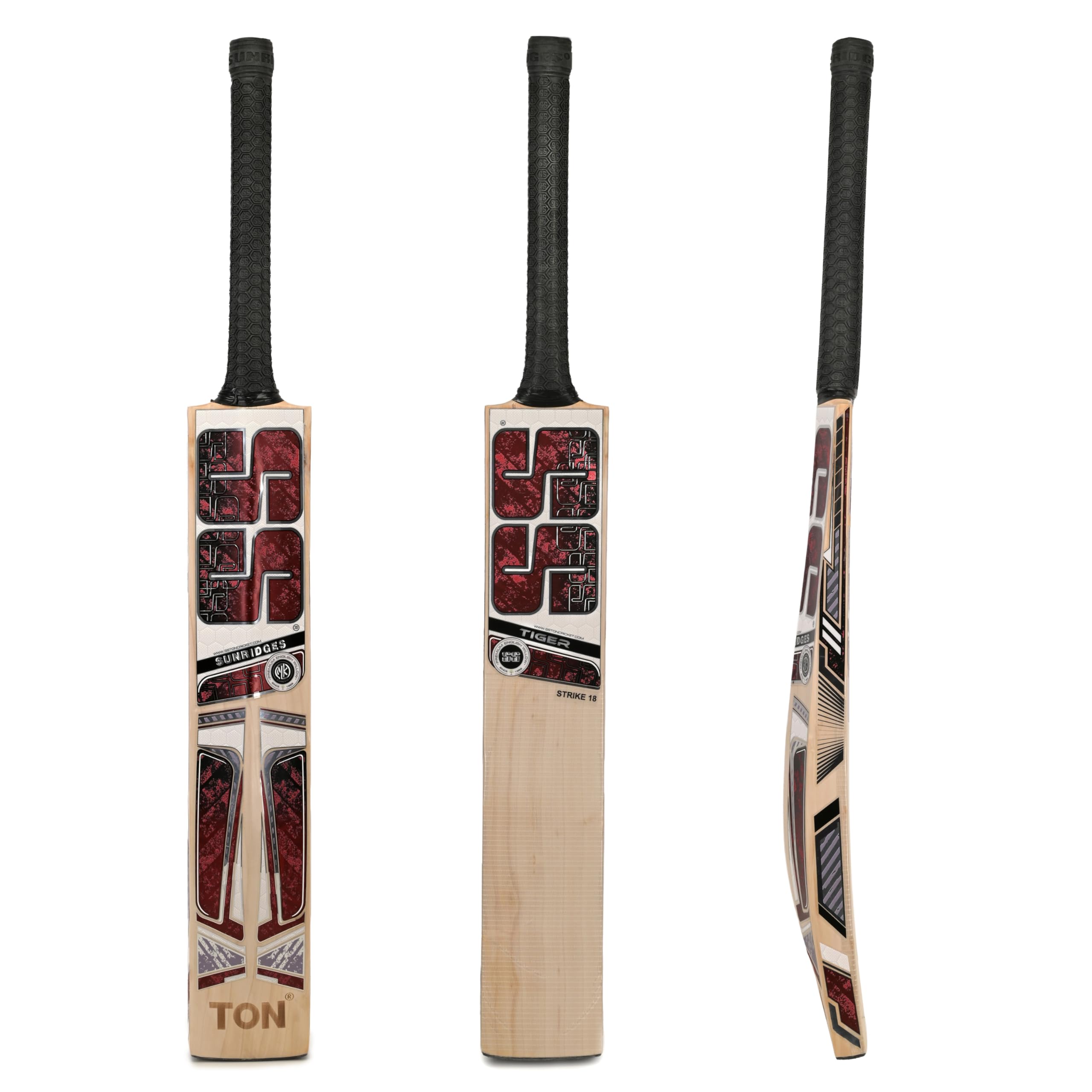 SS Tiger Strike 18 English Willow Premium Cricket bat, Adult Size- Short Handle, Includes Bat Cover, Toe Guard and face Sheet | Ready to Play
