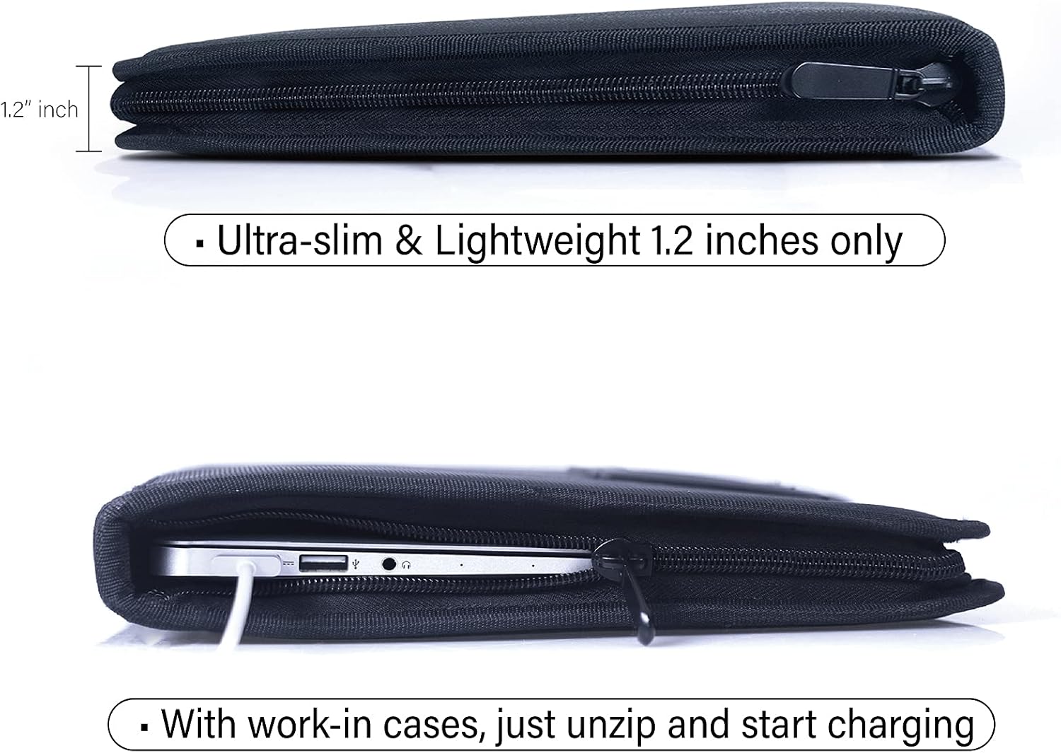 iBenzer 90 Pack Stay in Laptop Sleeve 11 inch Carrying Bag PC Folio Case Compatible with MacBook Air 11 Chromebook Ultrabook Notebook Surface HP Dell Lenovo Yoga Acer Asus Apple, Black LS-FL11-BK-90