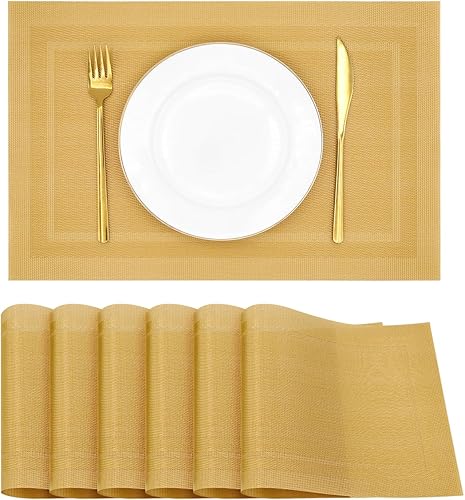 Juego de 6 manteles individuales, manteles individuales resistentes al calor, manteles individuales de PVC lavables, manteles individuales de vinilo