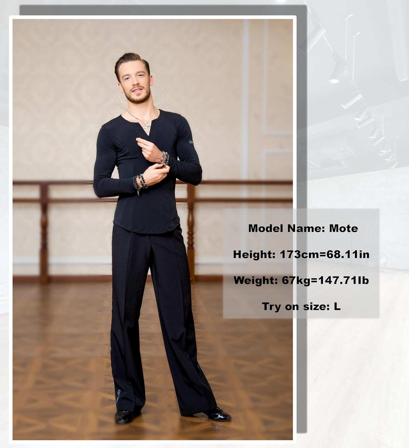 Superstar Series:G5008 Latin Modern Ballroom Dance Professional Elastic Crystal Cotton Tops Shirt for Men