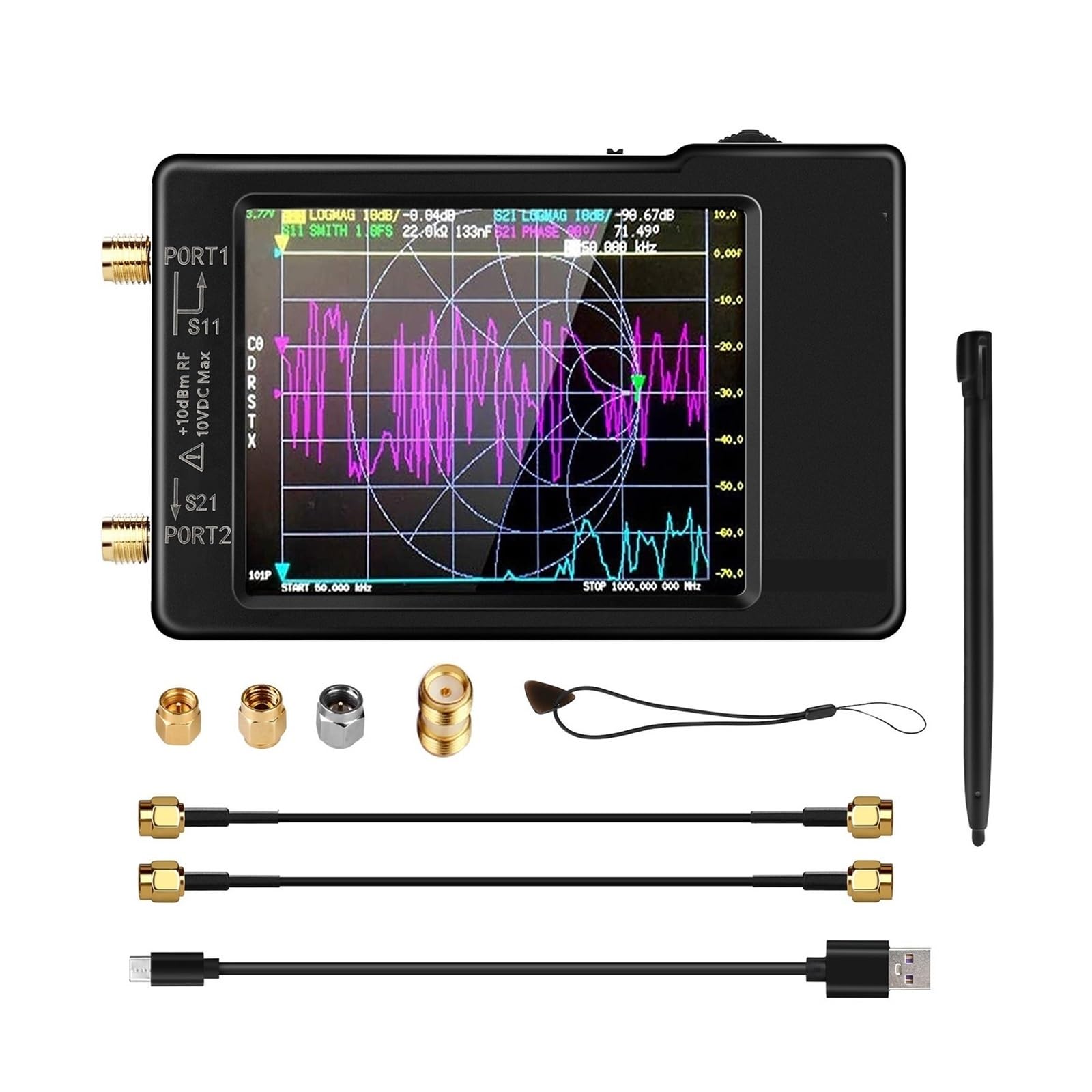 Vektornetzwerkanalysator, VNA-H4 Vektor-Netzwerk-Antennenanalysator 4-Zoll- 10 KHz-1,5 GHz MF HF VHF UHF Mit SD-Kartensteckplatz-Version Messung von S-Parametern, SWR(VNA-H4)