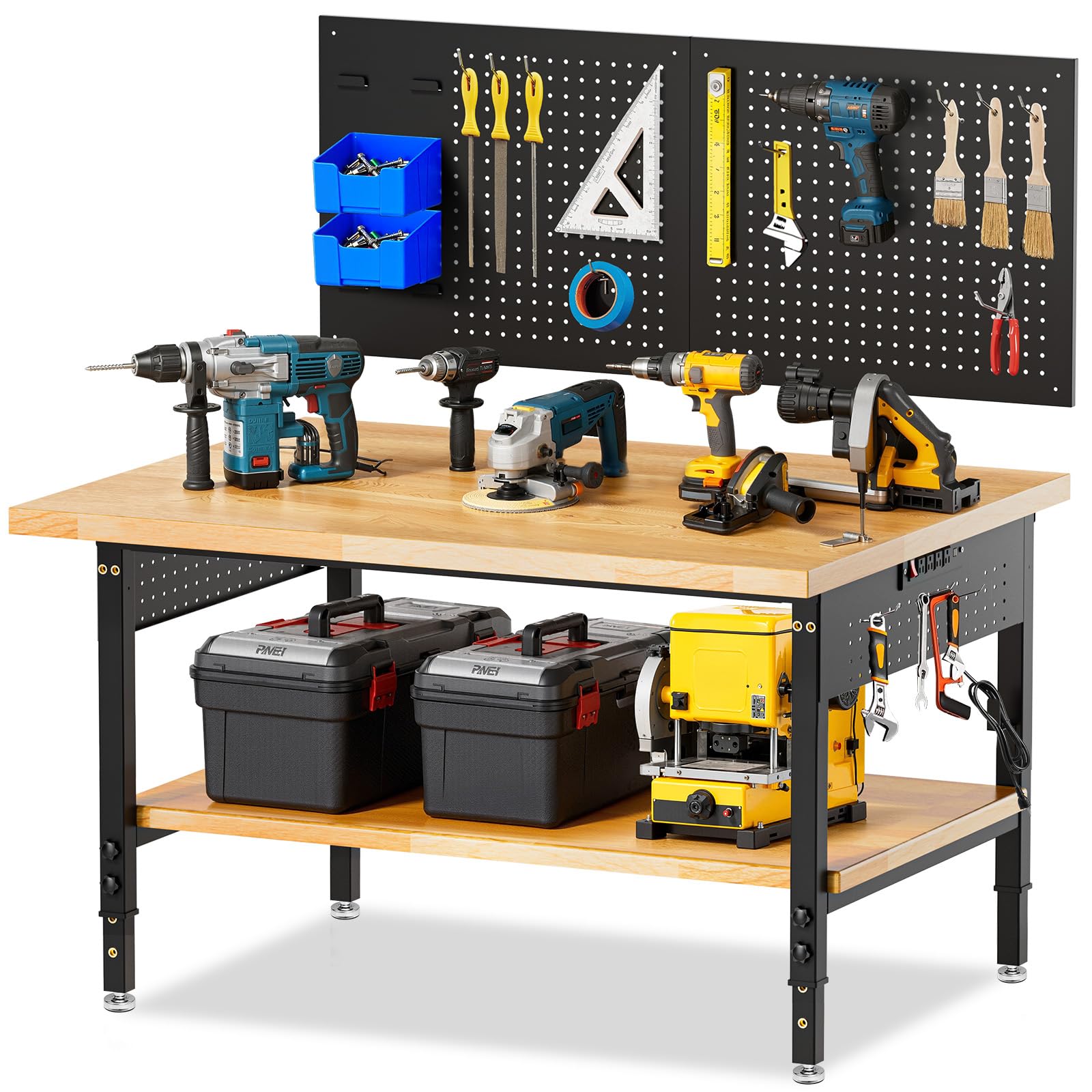MUWOOD Adjustable Height Work Bench 48×24 Workbench for Garage