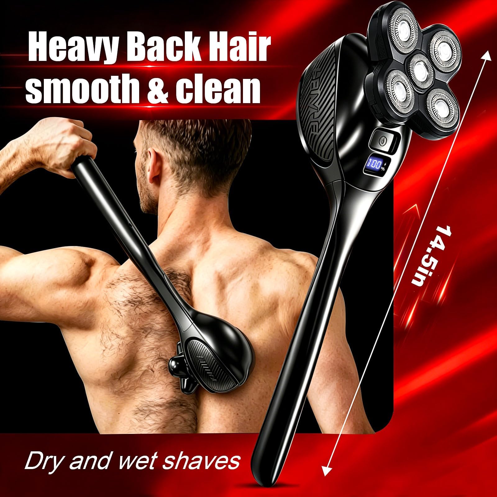 Afeitadora de espalda para hombre con mango largo, afeitadoras de espalda para hombre