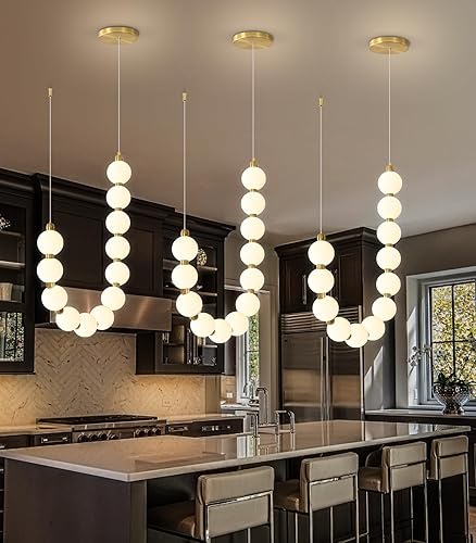 Miniatura 11 de Candelabros modernos LED regulables con luz de bolas de acrílico, iluminación colgante de techo para sala de estar, comedor, dormitorio, luces