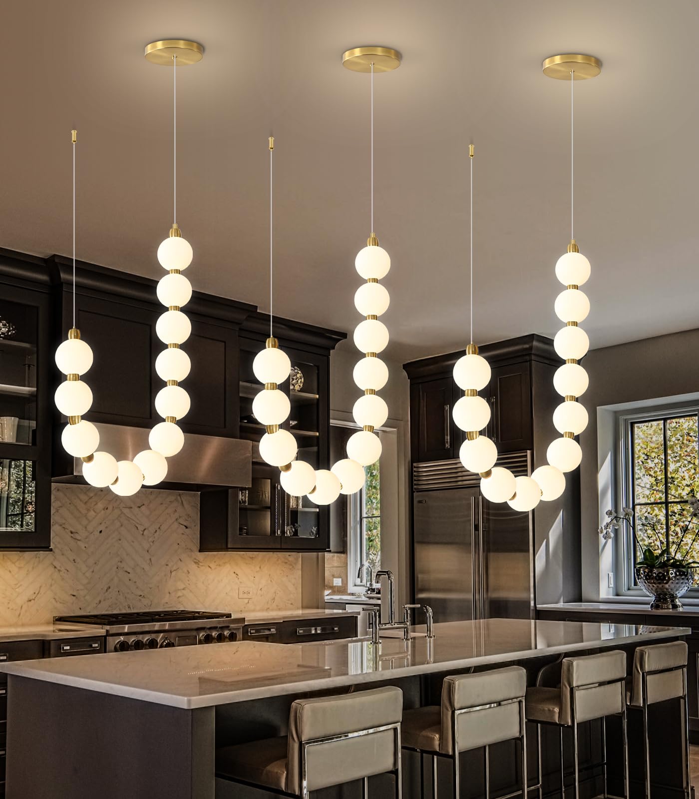 Photo 1 of cenozo Modern Chandeliers LED Dimmable Light Acrylic Balls Ceiling Pendant Lighting for Living Room Dining Room Bedroom Adjustable Hanging Lights 25 Watts Gold Lamp