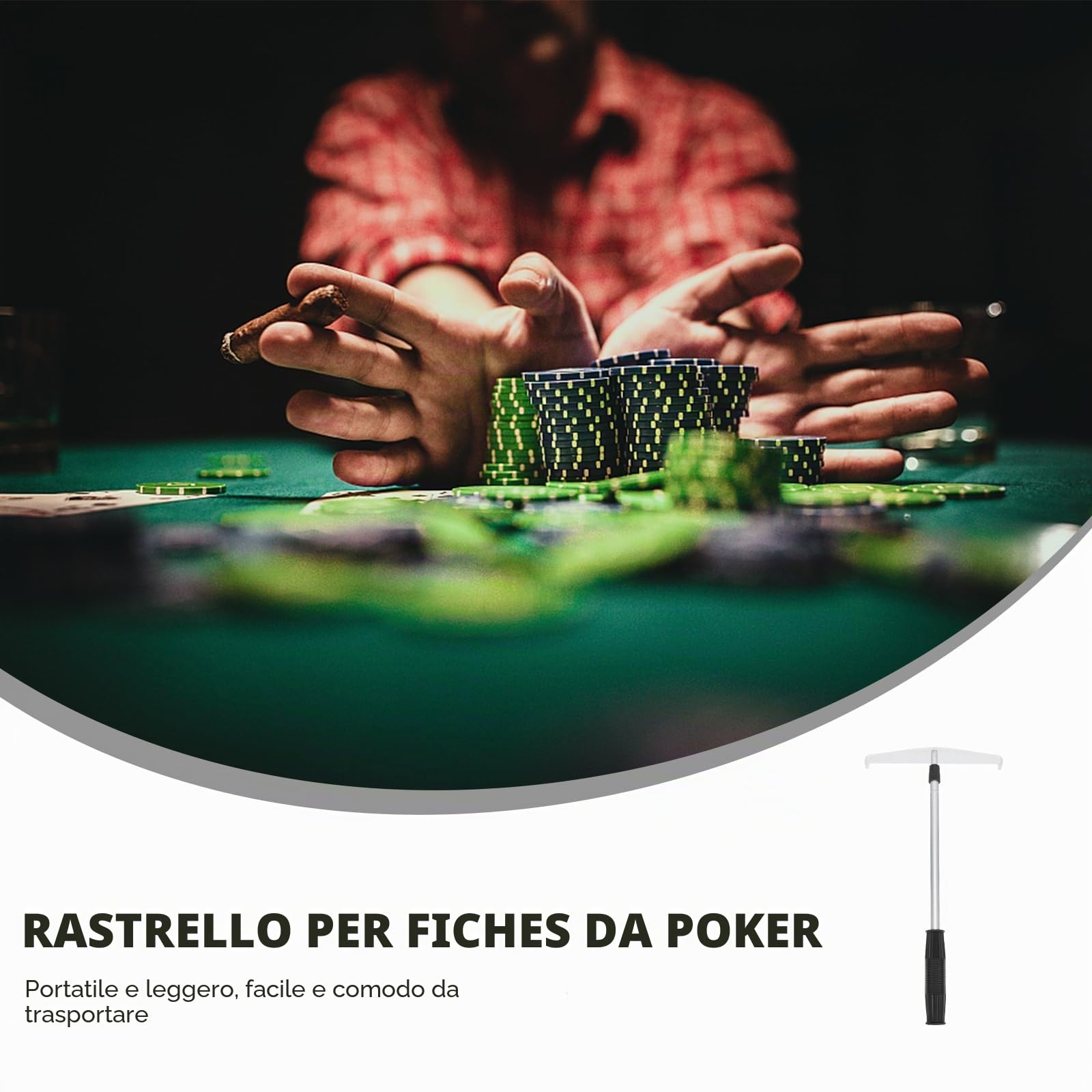 DOITOOL Rastrello Fiches Poker Telescopico Chips Collecting Pole per Tavolo Canna di Raccolta Chips Accessorio Leggero per Fiches Poker E Giochi da Tavolo