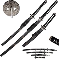 Vista 1 de Snake Eye Tactical Juego de katana samurái de dos tonos de 3 piezas con soporte de espada gratis