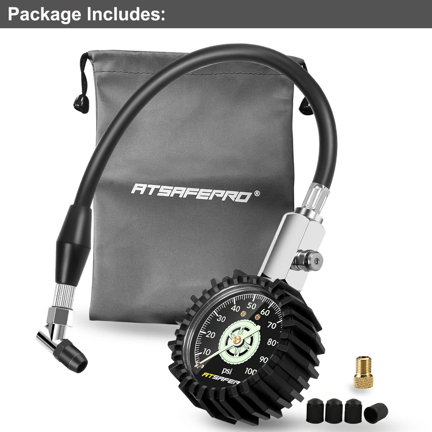 ATsafepro Tire Pressure Gauge 100PSi and 160PSI Suitable for Bus, Semi, Truck, and Cars